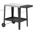 Desserte Rézeval Barbecue Extérieur Mobile Noir Étagère Pliable Acier Inoxydable