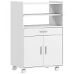 Meuble Hartenstein Rangement Micro-ondes Blanc Cuisine Mobile Pratique