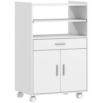 Meuble Hartenstein Rangement Micro-ondes Blanc Cuisine Mobile Pratique