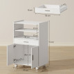 Meuble Hartenstein Rangement Micro-ondes Blanc Cuisine Mobile Pratique