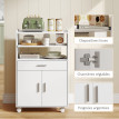 Meuble Hartenstein Rangement Micro-ondes Blanc Cuisine Mobile Pratique