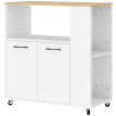Desserte Urduliz Rangement Cuisine Mobile Bicolore Noir & Chêne Clair 75x40x80cm