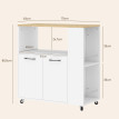 Desserte Urduliz Rangement Cuisine Mobile Bicolore Noir & Chêne Clair 75x40x80cm