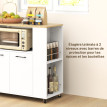 Desserte Urduliz Rangement Cuisine Mobile Bicolore Noir & Chêne Clair 75x40x80cm