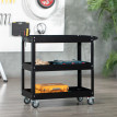 Chariot Desserte Larramendi Atelier Rangement Mobile Noir 3 Plateaux Roulettes Freinées