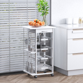 Desserte Hawkridge Chariot Cuisine Rangement Mobile Blanc 4 Paniers