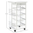 Desserte Hawkridge Chariot Cuisine Rangement Mobile Blanc 4 Paniers