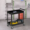 Chariot Desserte Bertrade Atelier Mobile Robuste Noir 2 Plateaux Roulettes Acier