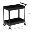 Chariot Desserte Bertrade Atelier Mobile Robuste Noir 2 Plateaux Roulettes Acier