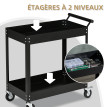 Chariot Desserte Bertrade Atelier Mobile Robuste Noir 2 Plateaux Roulettes Acier