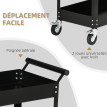 Chariot Desserte Bertrade Atelier Mobile Robuste Noir 2 Plateaux Roulettes Acier