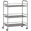 Desserte Damette Chariot Cuisine Inox 3 Étages Mobile Argenté 60x35x77 cm
