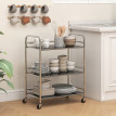 Desserte Damette Chariot Cuisine Inox 3 Étages Mobile Argenté 60x35x77 cm