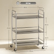 Desserte Damette Chariot Cuisine Inox 3 Étages Mobile Argenté 60x35x77 cm