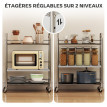 Desserte Damette Chariot Cuisine Inox 3 Étages Mobile Argenté 60x35x77 cm