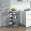 Desserte Silvio Cuisine Mobile Rangement Plateaux Amovibles Gris Chêne Clair 82 cm
