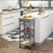 Desserte Silvio Cuisine Mobile Rangement Plateaux Amovibles Gris Chêne Clair 82 cm