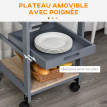 Desserte Silvio Cuisine Mobile Rangement Plateaux Amovibles Gris Chêne Clair 82 cm