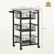 Desserte Torwyn Cuisine Mobile 3 Paniers Noir Effet Pierre Gris Clair