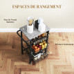 Desserte Torwyn Cuisine Mobile 3 Paniers Noir Effet Pierre Gris Clair