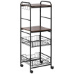 Desserte Nutfield Style Industriel Rustique Métal Noir Effet Noyer Rangement Cuisine Mobile