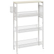 Desserte Oswyn Chariot Cuisine Métal Effet Bois Rangement Mobile Blanc