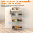 Desserte Oswyn Chariot Cuisine Métal Effet Bois Rangement Mobile Blanc