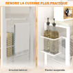 Desserte Oswyn Chariot Cuisine Métal Effet Bois Rangement Mobile Blanc