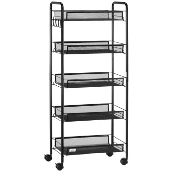 Desserte Clamor Industrielle Mobile 5 Paniers Amovibles Noir Acier Design