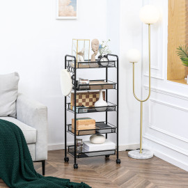 Desserte Clamor Industrielle Mobile 5 Paniers Amovibles Noir Acier Design