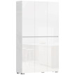 Buffet Gumersindo Rangement Cuisine Salon Blanc Laqué 6 Portes 8 Étagères