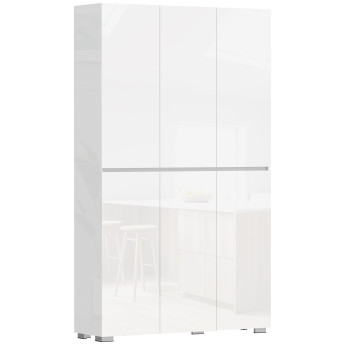 Buffet Gumersindo Rangement Cuisine Salon Blanc Laqué 6 Portes 8 Étagères
