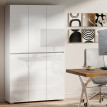 Buffet Gumersindo Rangement Cuisine Salon Blanc Laqué 6 Portes 8 Étagères