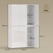 Buffet Gumersindo Rangement Cuisine Salon Blanc Laqué 6 Portes 8 Étagères