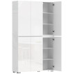 Buffet Gumersindo Rangement Cuisine Salon Blanc Laqué 6 Portes 8 Étagères