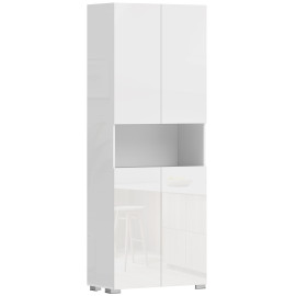 Buffet Davina Blanc Laqué Brillant 4 Portes Rangement Élégant Cuisine Salon