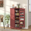 Buffet Îleval Armoire Cuisine 12 Porte-Épices Réglable Brique