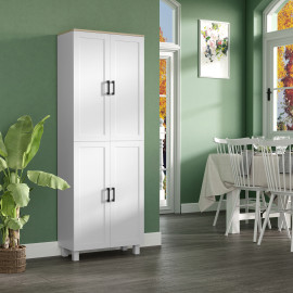 Buffet Cuisine Rinaldo Rangement Élégant 6 Étagères Effet Bois Clair