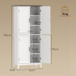 Armoire Branwyn Buffet Haut Cuisine 4 Portes Étagères Réglables Blanc & Bois