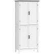 Armoire Branwyn Buffet Haut Cuisine 4 Portes Étagères Réglables Blanc & Bois