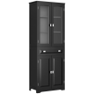 Buffet Guillemette Vitrine Moderne Noir MDF Verre Trempé Rangement Élégant Cuisine Salon