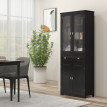Buffet Guillemette Vitrine Moderne Noir MDF Verre Trempé Rangement Élégant Cuisine Salon