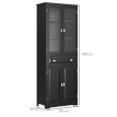 Buffet Guillemette Vitrine Moderne Noir MDF Verre Trempé Rangement Élégant Cuisine Salon