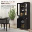 Buffet Guillemette Vitrine Moderne Noir MDF Verre Trempé Rangement Élégant Cuisine Salon