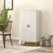 Armoire Sofronia Cuisine Design 2 Portes Effet Claustra Blanc & Doré Élégante