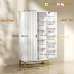 Armoire Sofronia Cuisine Design 2 Portes Effet Claustra Blanc & Doré Élégante