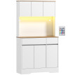 Buffet Créneval Design LED 6 Portes Rangement Élégant Blanc Effet Bois