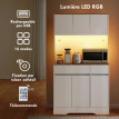 Buffet Créneval Design LED 6 Portes Rangement Élégant Blanc Effet Bois