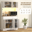 Buffet Créneval Design LED 6 Portes Rangement Élégant Blanc Effet Bois