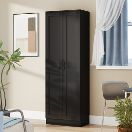 Armoire Zabaleta Style Contemporain Noir Rangement Élégant 2 Portes 4 Étagères